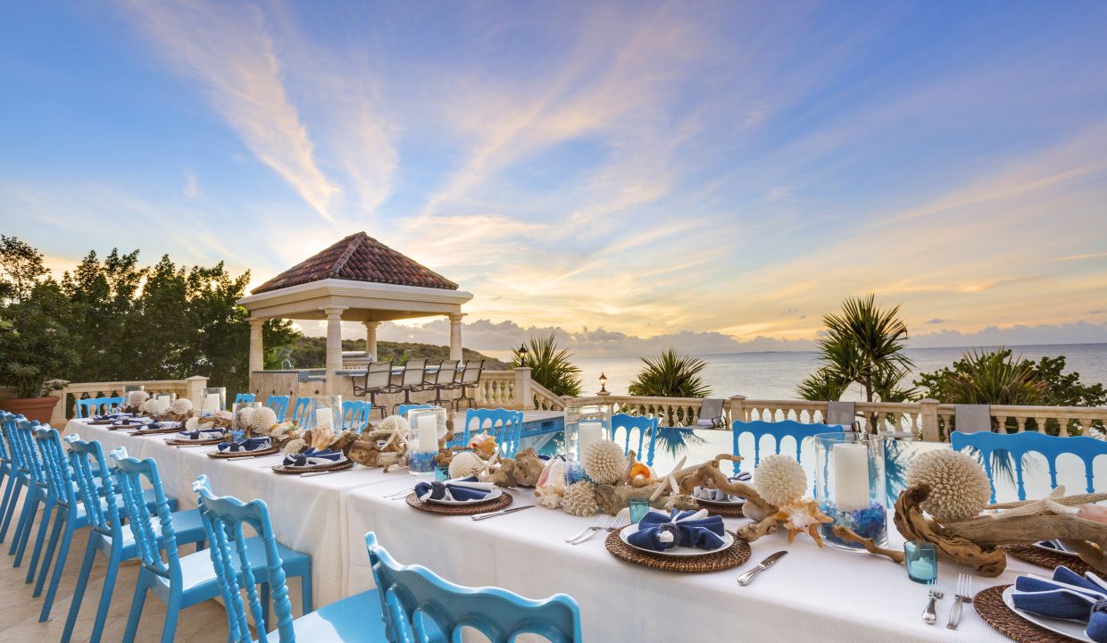 Dining Long Blue Table 2